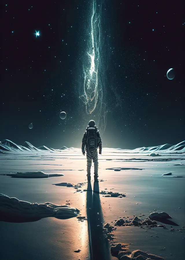 Uzayda Yalnız Bir Astronot metal tablo