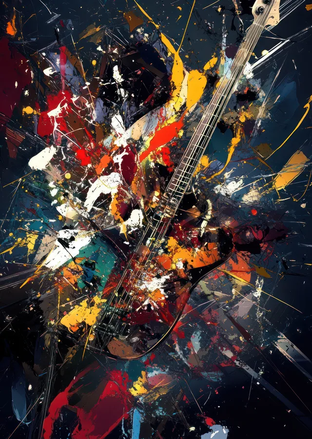 Renkli Elektro Gitar metal tablo